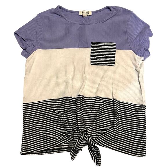 Speechless Kids Colorblock Stripe Tie Front Top Girls Size L Large - Picture 1 of 6